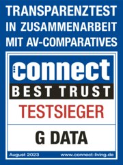 Logo des Gewinners G DATA beim Transparenztest "Connect Best Trust"